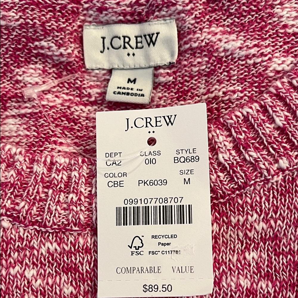 J. Crew Crisp Berry Crewneck Beach Sweater/NWT/M - Picture 5 of 10